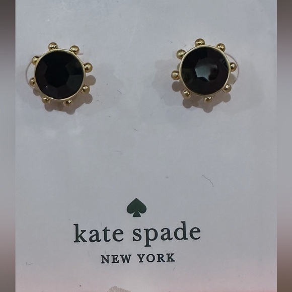 Kate Spade Black and Silver Round Stud Earrings NWT - Picture 3 of 3